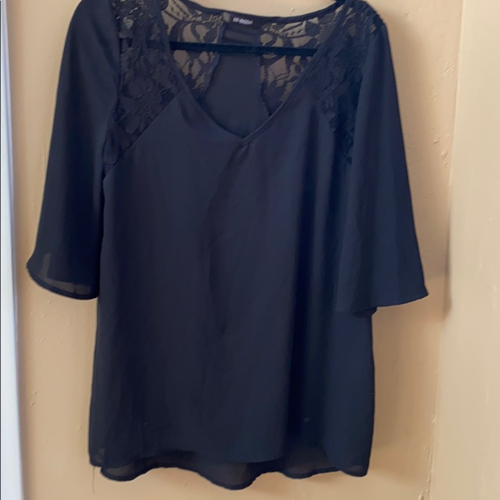 Black chiffon lace racer back top